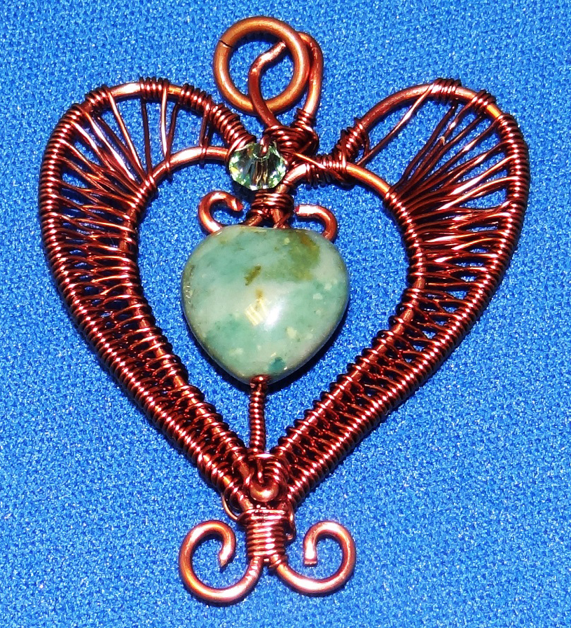 wire woven heart pendant