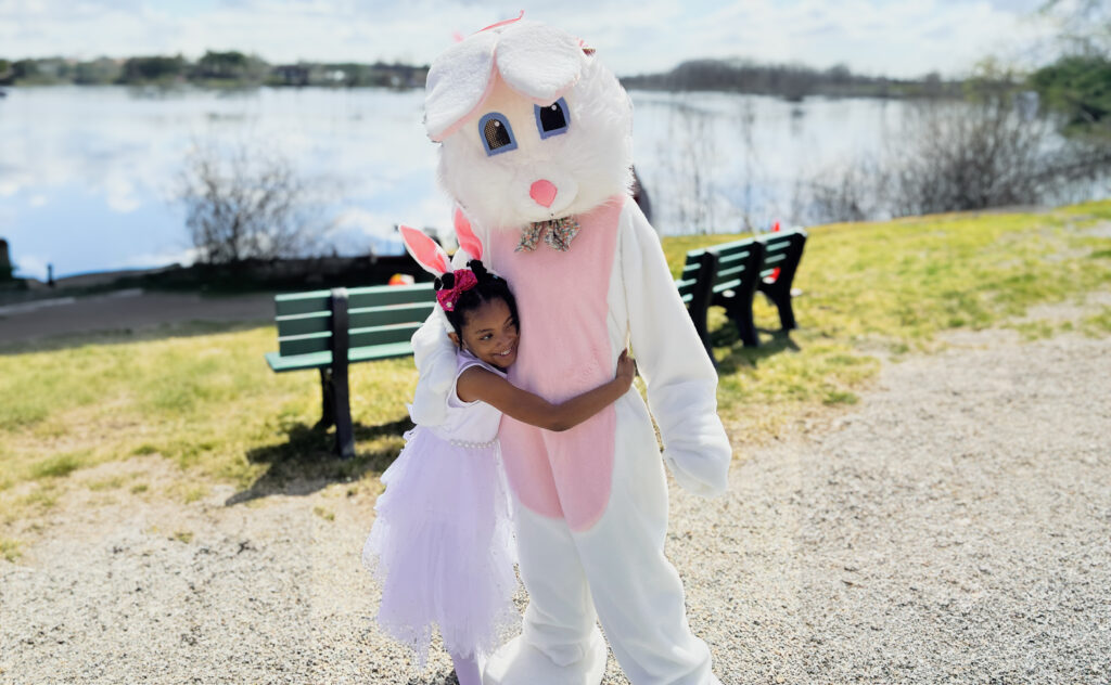 easter bunny at the dinosaur place